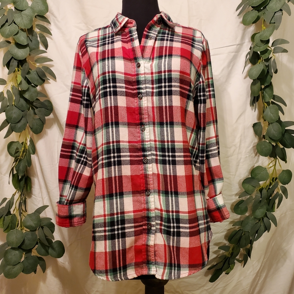 Zac&Rachel red, white & mint green plaid size M